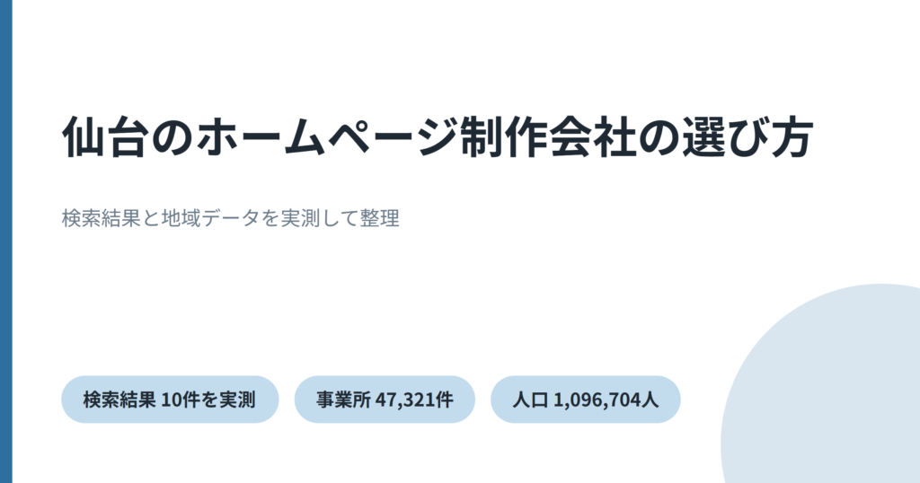 仙台のホームページ制作を実測データで比較したことを示すアイキャッチ