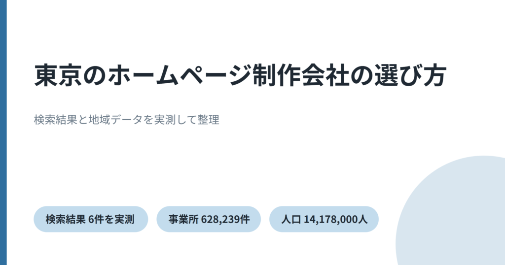東京のホームページ制作を実測データで比較したことを示すアイキャッチ