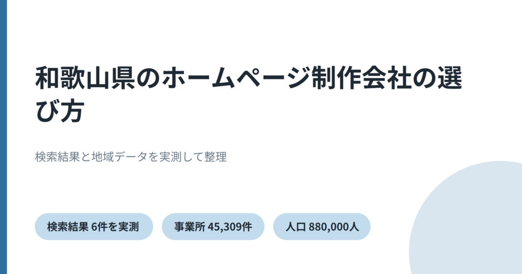 和歌山県のホームページ制作を実測データで比較したことを示すアイキャッチ